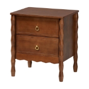 Baxton Studio Seamus 2-Drawer Nightstand with Carved Bobbin Frame